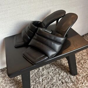 Mules Black Leather Heels